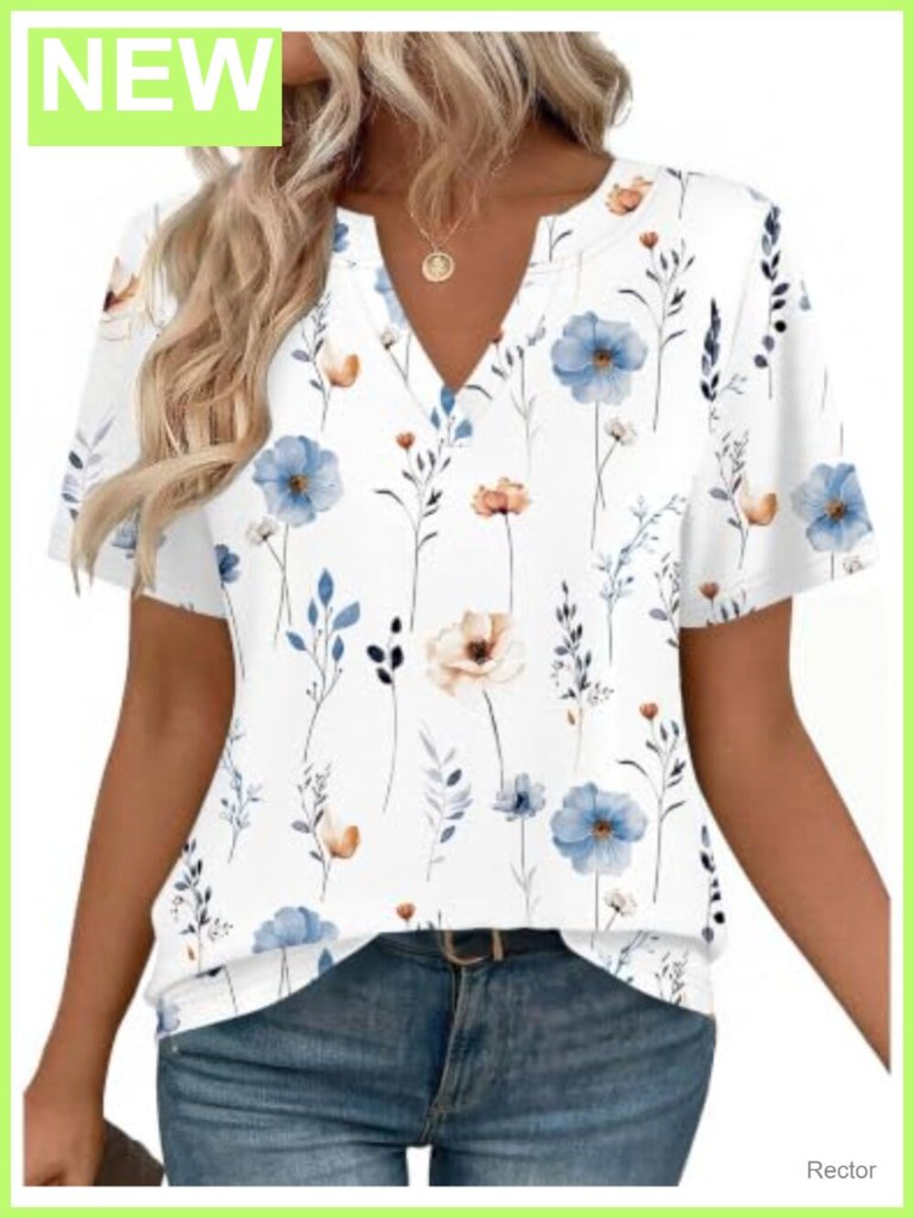 Womens Tunic Top Short Sleeve V-Neck High-Low Hem Blouse